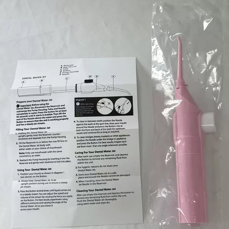 Irrigateur Buccal Portable Haute Pression, Fil Dentaire Domestique, Cure-Dents Manuel À Eau Pour Le Nettoyage Des Dents